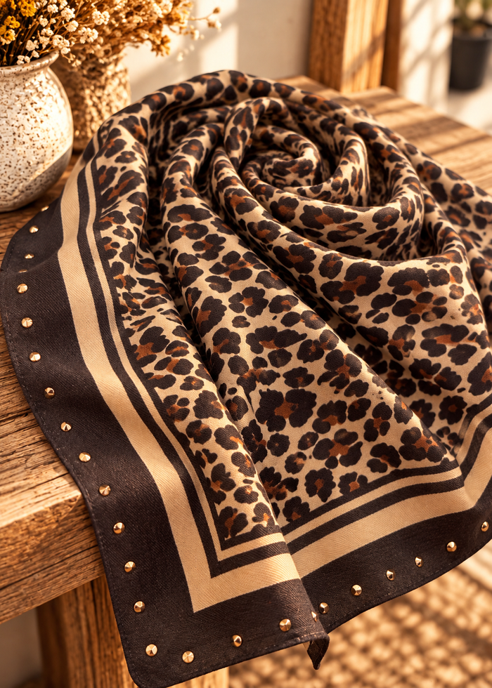 Foulard à petits clous en viscose ultra doux – 85 × 85 cm
