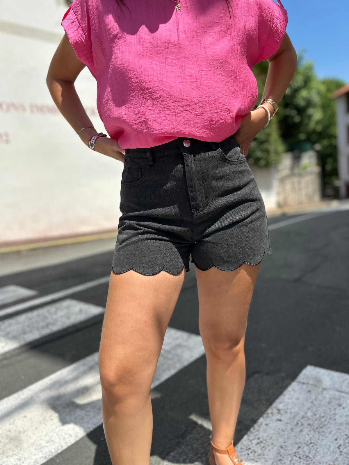Short Tulipe Rock Noir – Jean Premium Femme Coupe Bohème