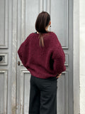 🍷 Pull en maille texturée "Margo" – Bordeaux profond et matière cocooning