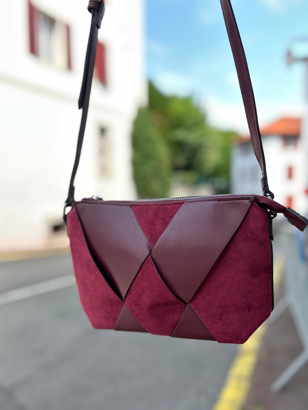 Sac Bandoulière Patchwork Cuir et Suède