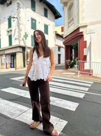 Jean Taille Basse Marron Wide Leg | taille S au L