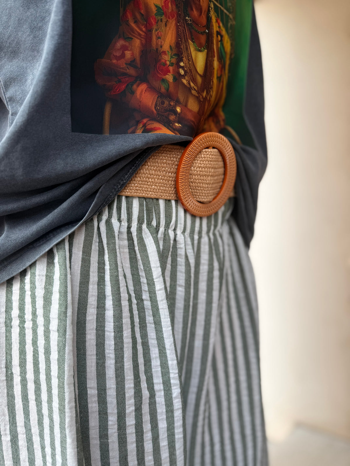 Pantalon à Rayures Kaki