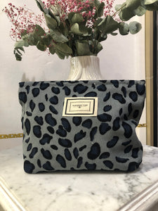 Trousse de toilette leopard bleu