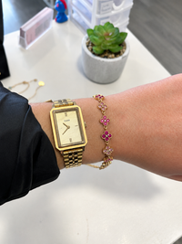 Bracelet doré femme en acier inoxydable – Trèfles colorés