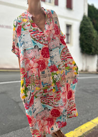 Robe imprimée Italia – détail col V