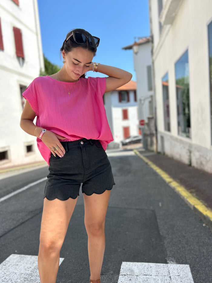 Short Tulipe Rock Noir – Jean Premium Femme Coupe Bohème