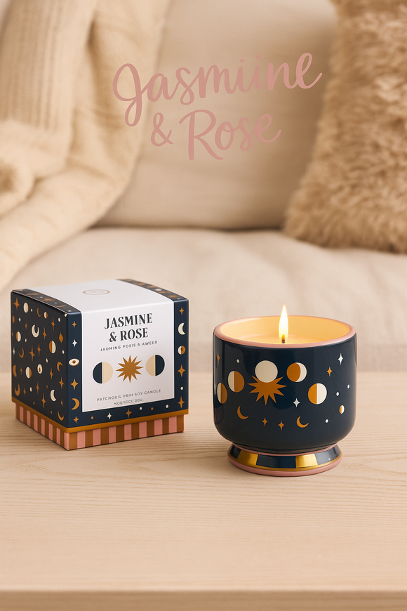 🌸 Bougie Céramique – Jasmine & Rose