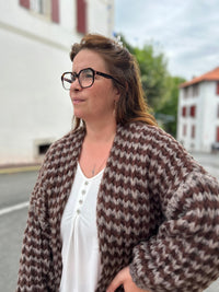 Gilet Ouvert Rayures Tricot Chunky