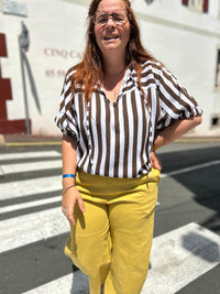 Blouse Rayée Chocolat – Taille Unique