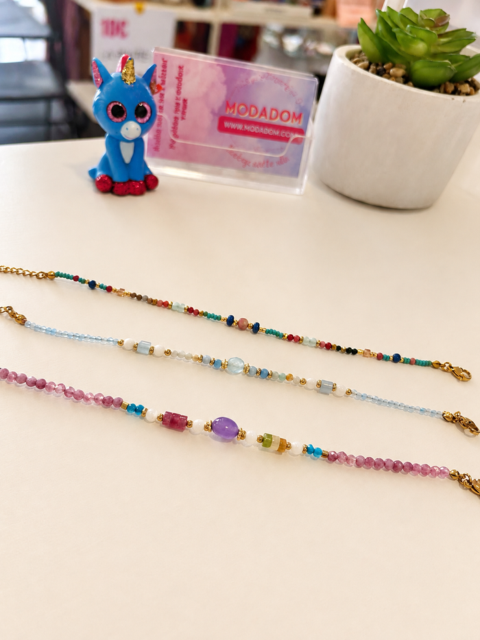 Bracelet en acier inoxydable – Perles naturelles