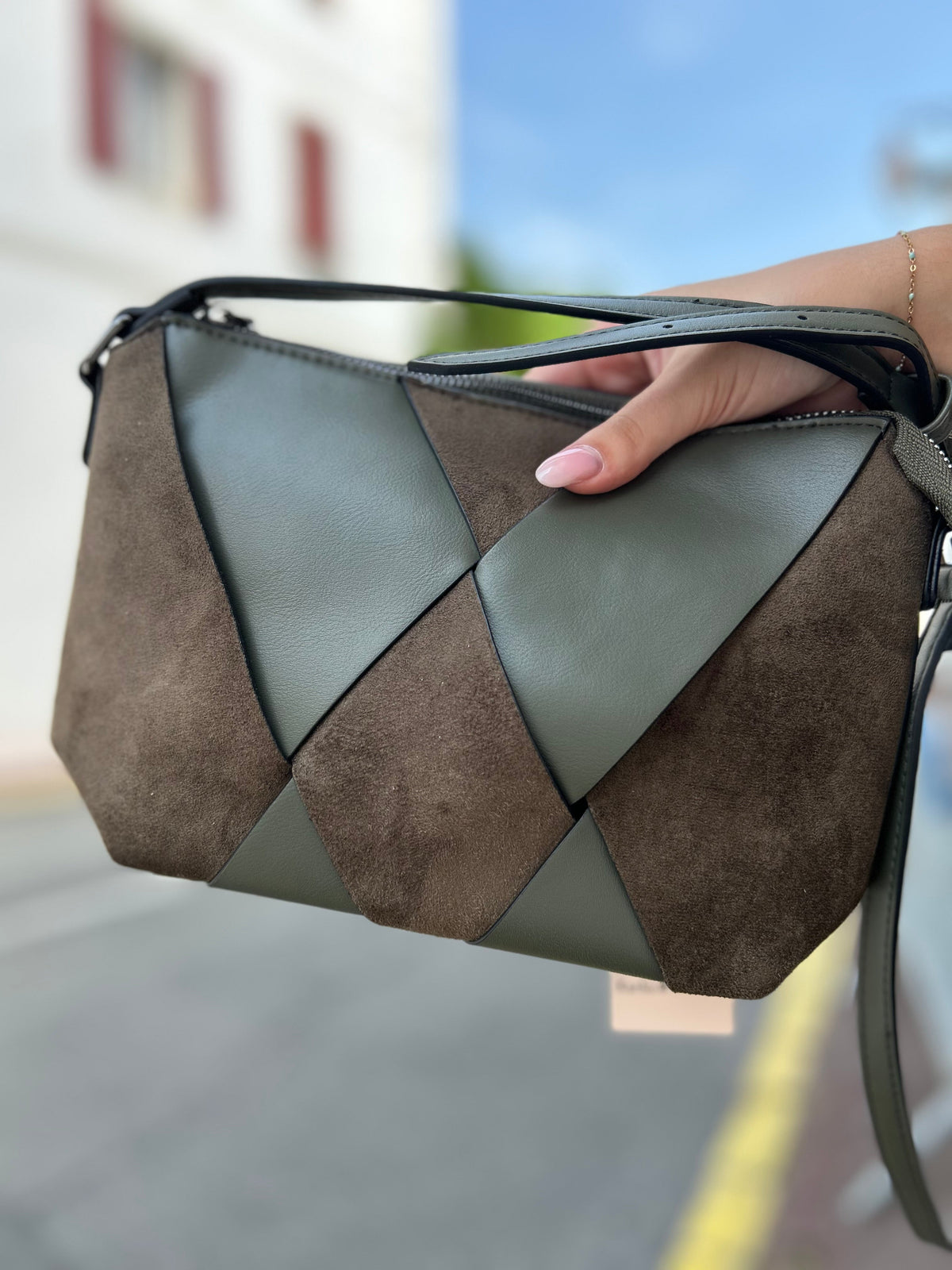 Sac Bandoulière Patchwork Cuir et Suède