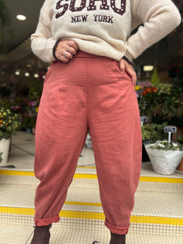 Pantalon délavé ultra doux grande taille femme