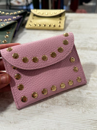 Porte-carte & porte-monnaie cuir clou - plusieurs couleurs