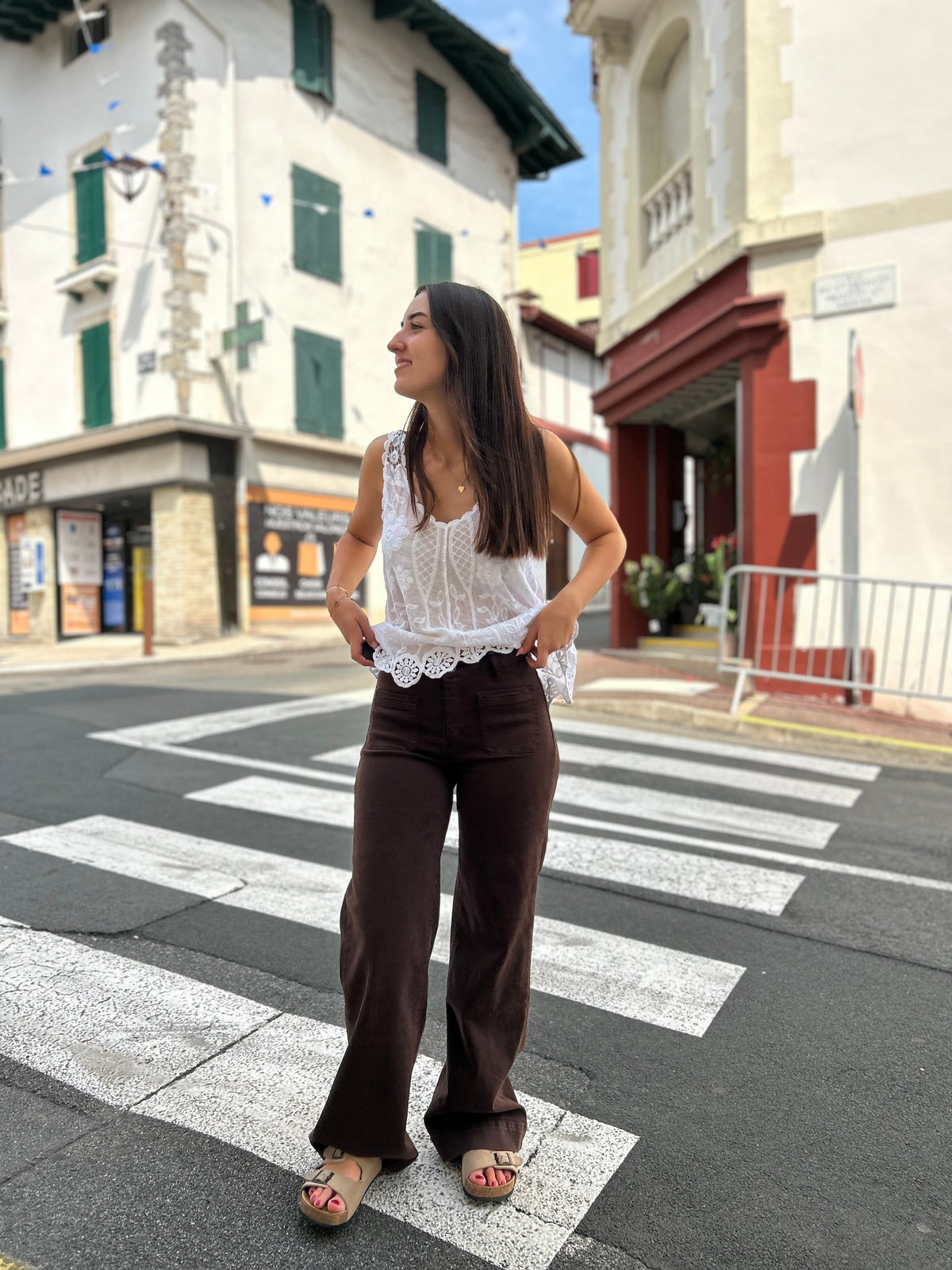 Jean Taille Basse Marron Wide Leg | taille S au L
