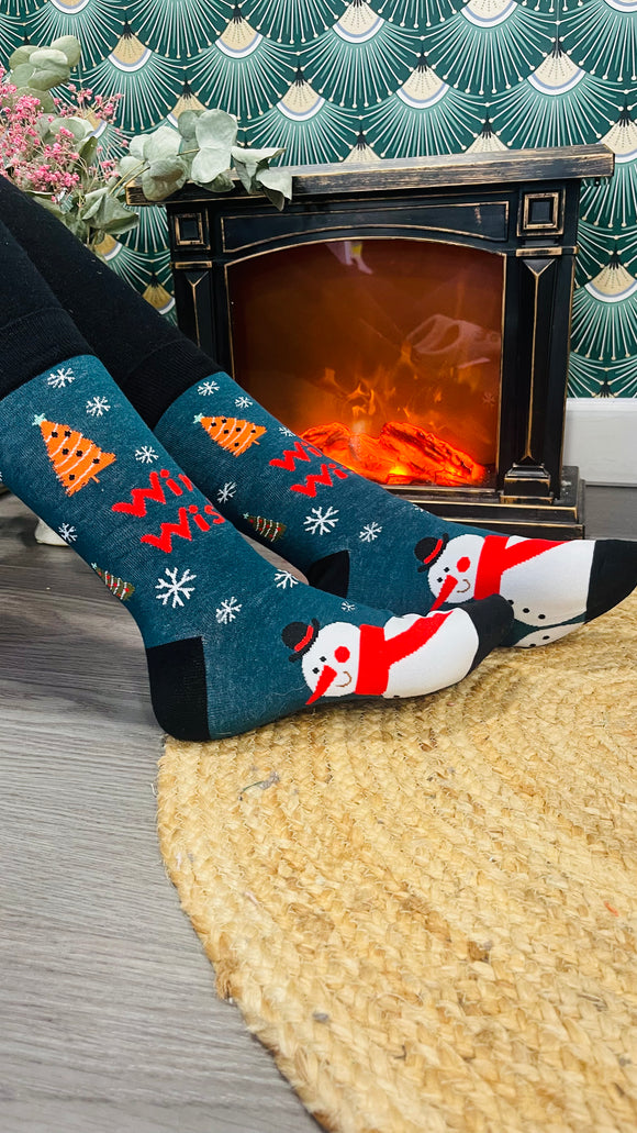 Chaussettes de Noël bonhomme de neige