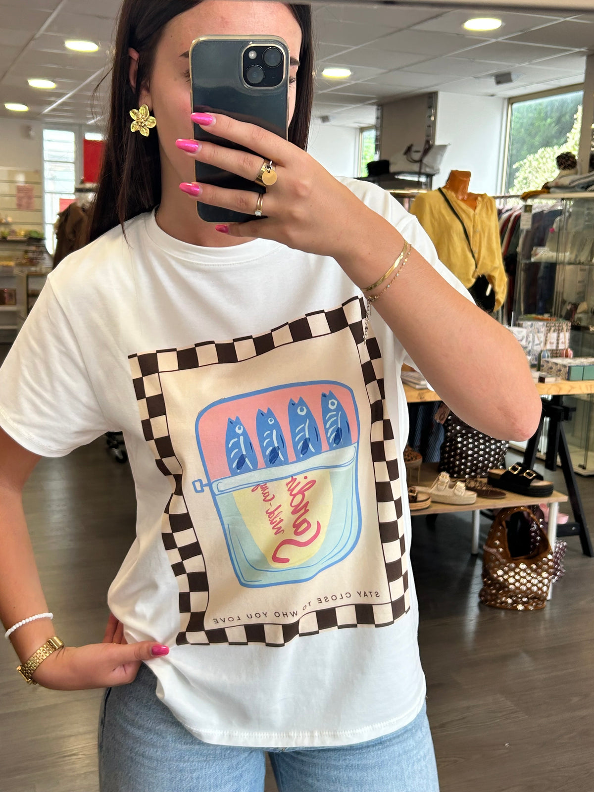 T-shirt Blanc Imprimé Graphique