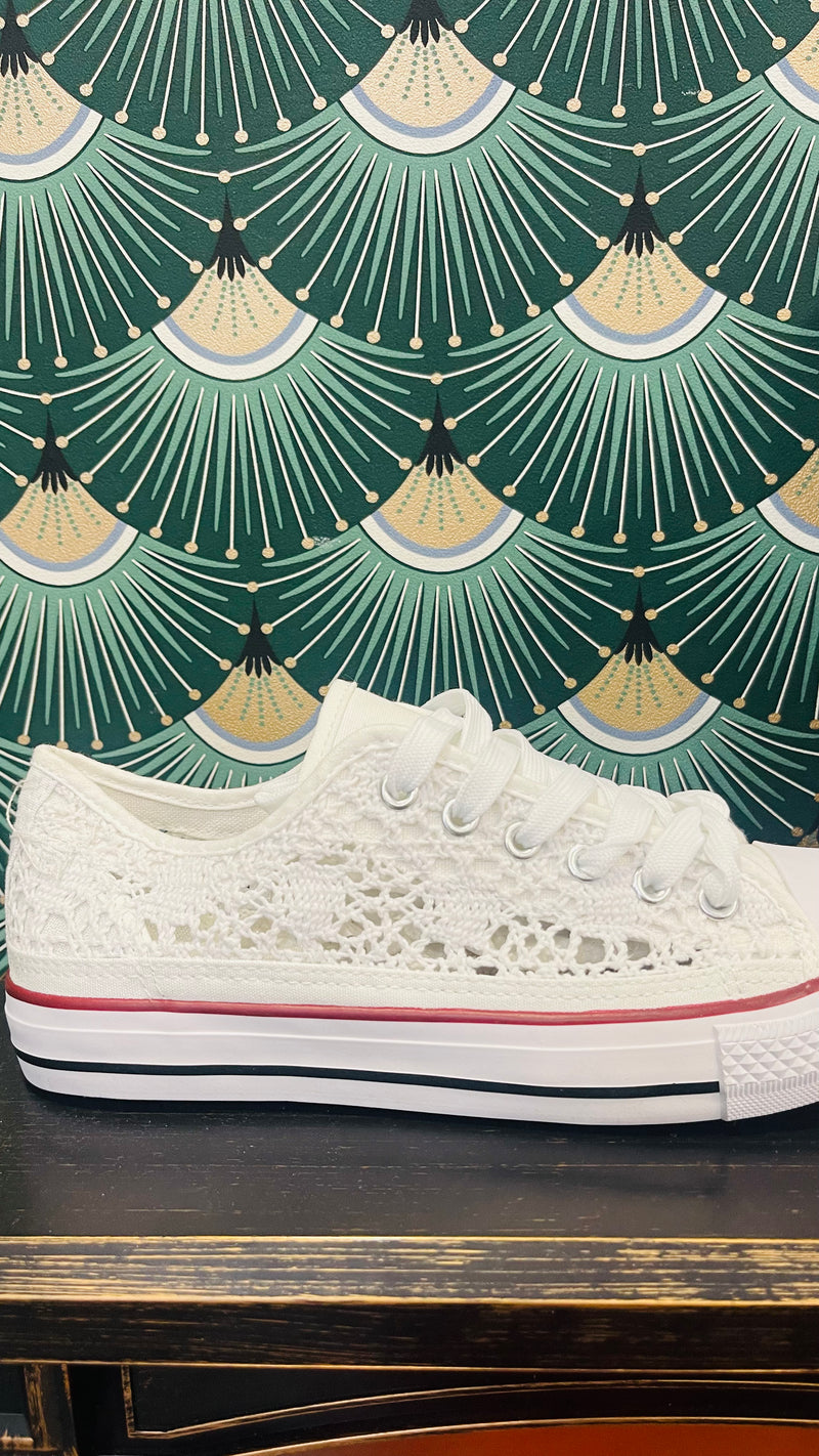 Basket dentelle - blanches