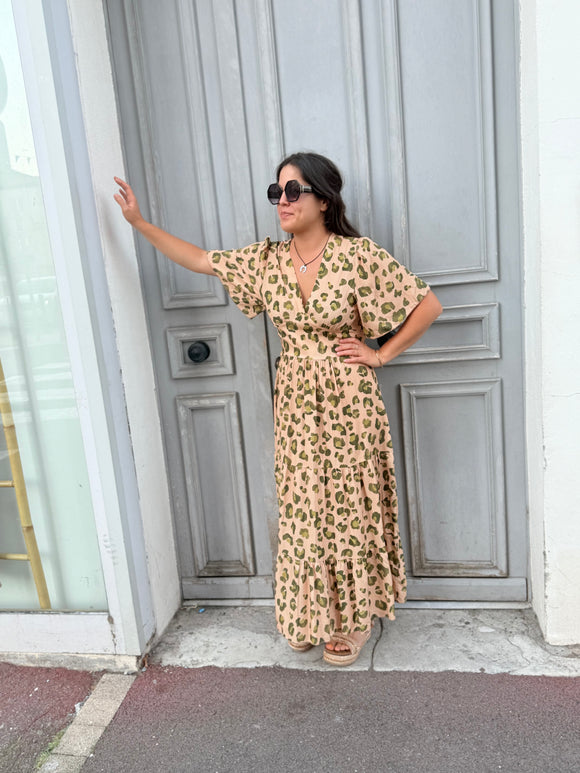 Robe longue léopard fluide