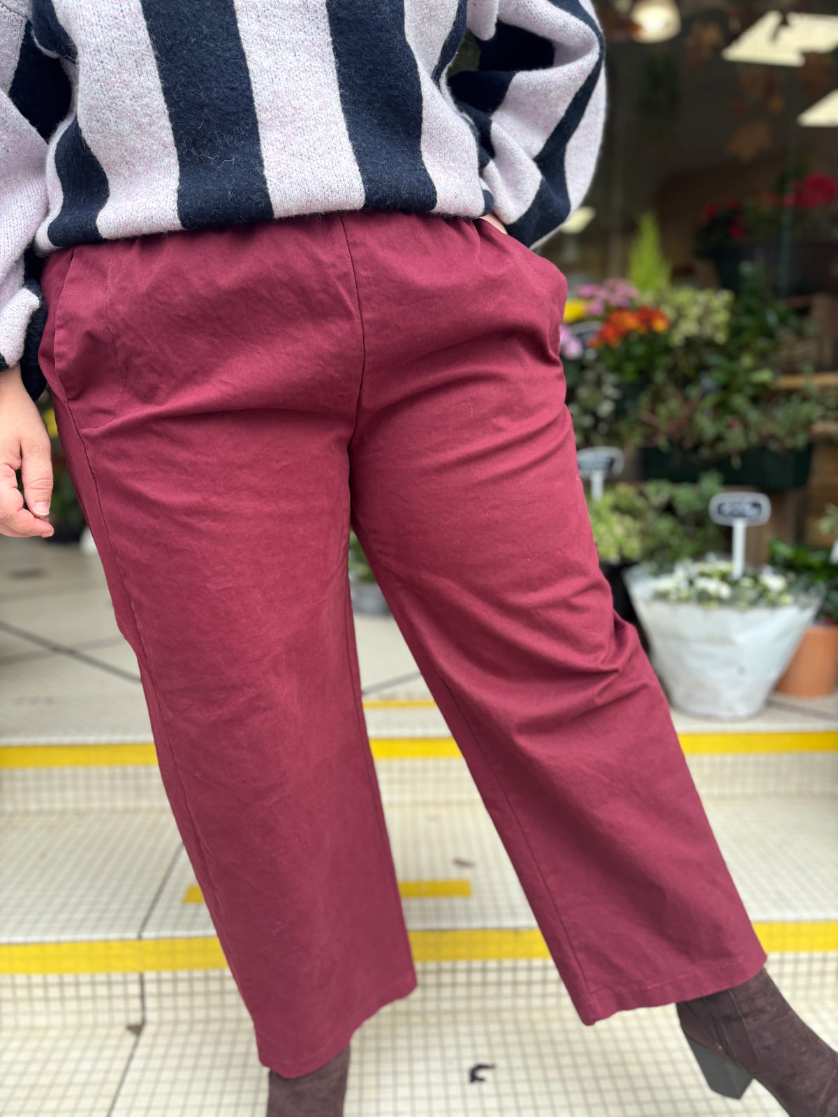 Pantalon barrel grande taille femme en coton