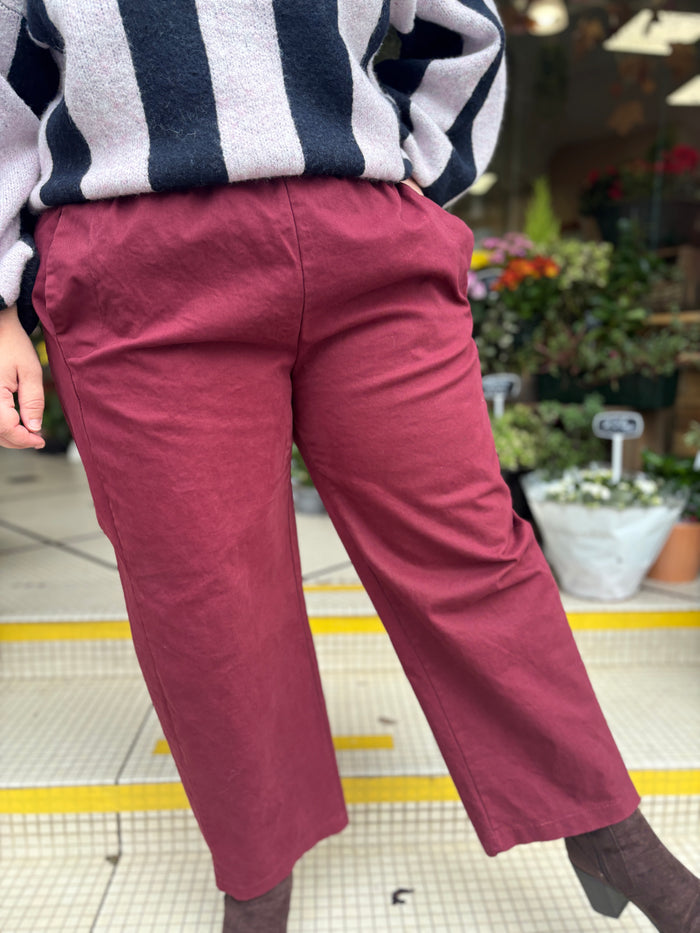 Pantalon barrel grande taille femme en coton