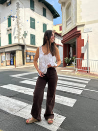 Jean Taille Basse Marron Wide Leg | taille S au L