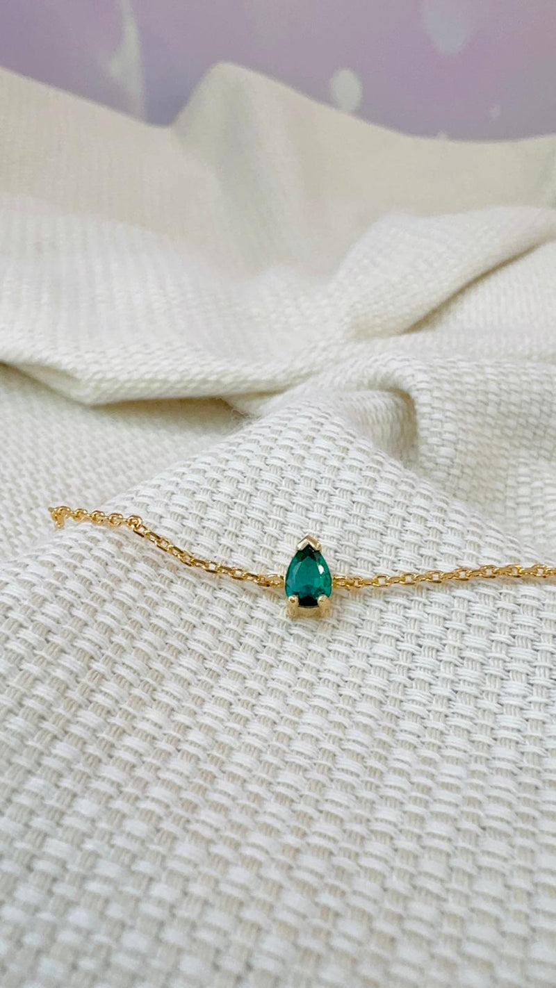 Bracelet plaqué or - Pierre verte