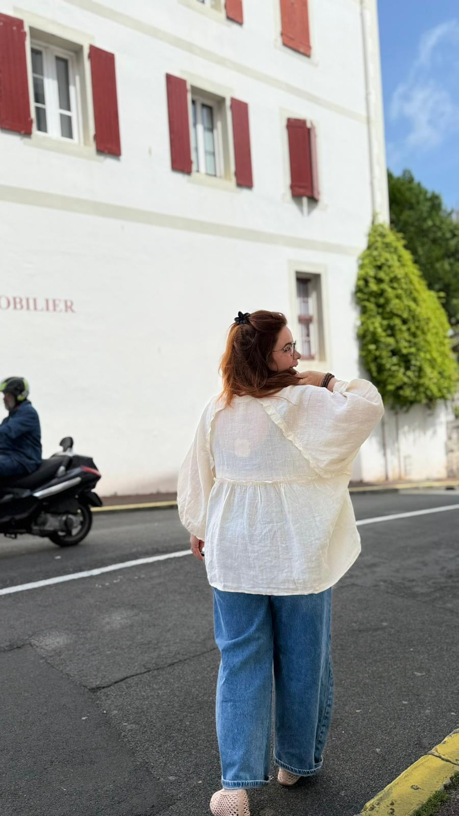 Blouse Lin Manches Bouffantes – Taille Unique