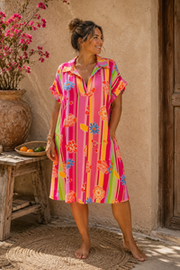 Robe Rayée Florale – Taille Unique | Fabrication Italienne