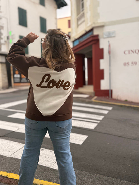 ☕ Veste “Love” - Chocolat & Beige