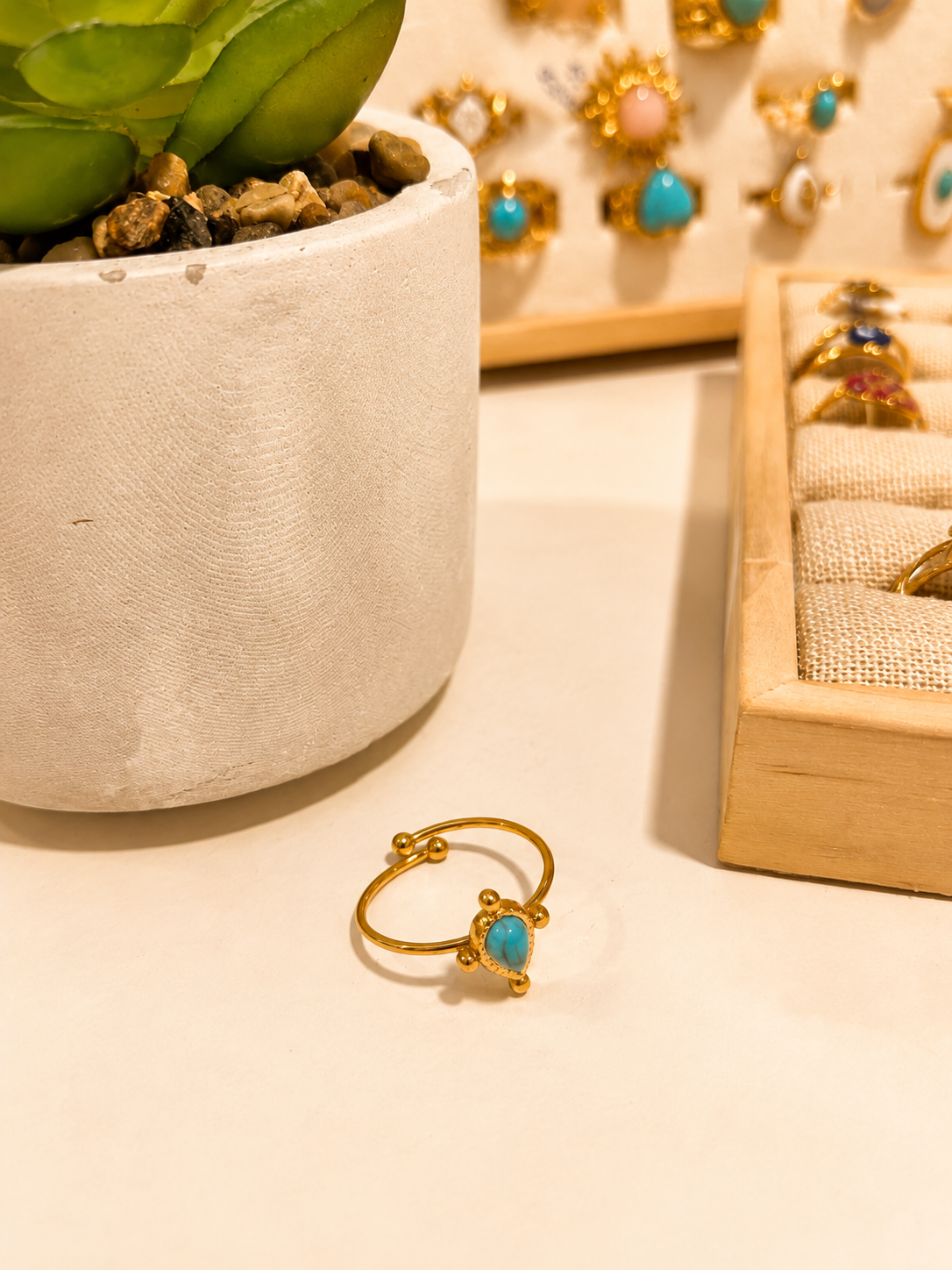 Bague Réglable Turquoise - Acier Inoxydable | 12 Modèles