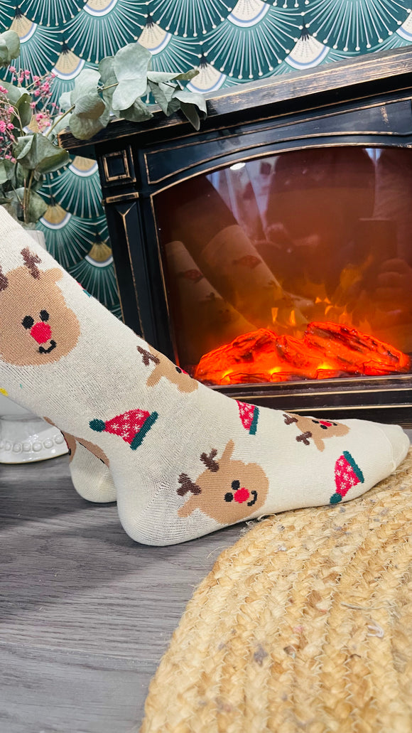 Chaussettes de Noël bébé rennes
