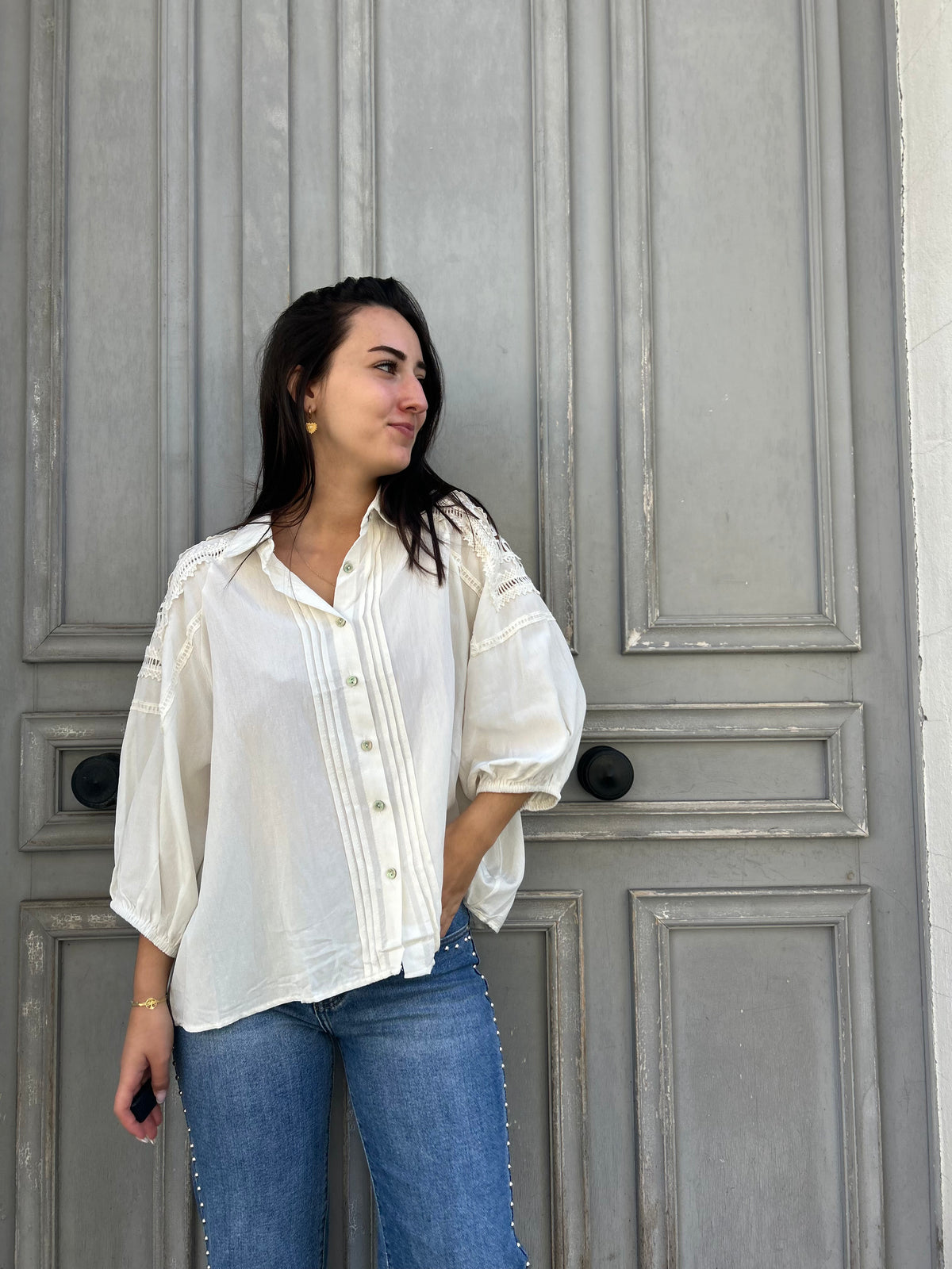 Blouse écrue en coton