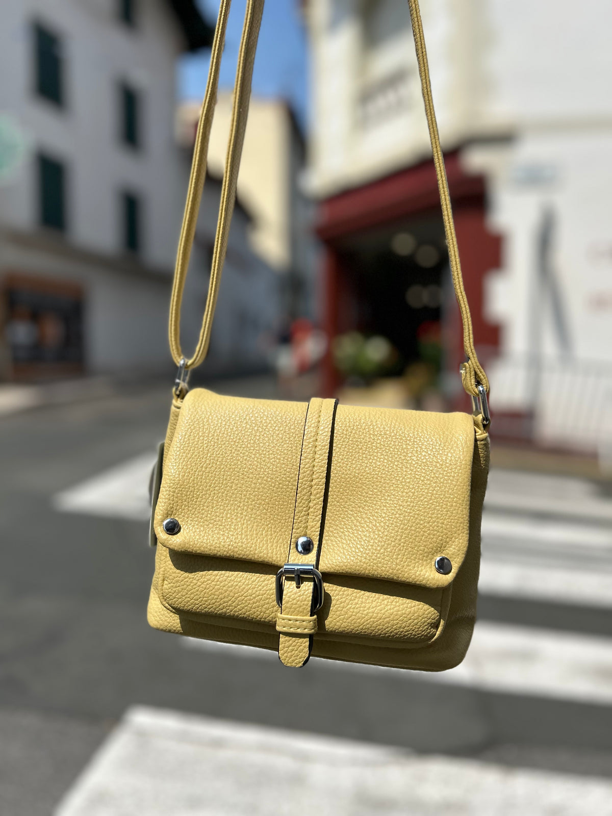 Sac Bandoulière Effet Cuir Jaune Beurre