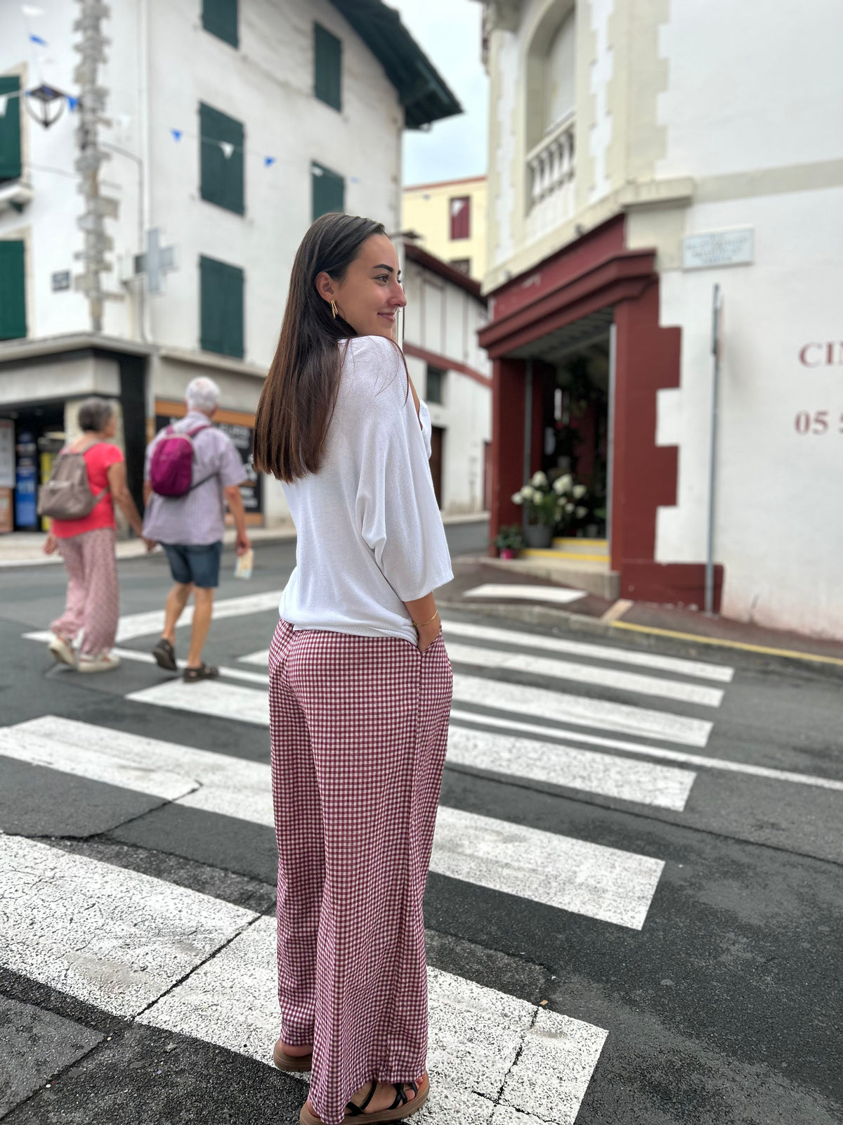 Pantalon vichy large – plusieurs couleurs
