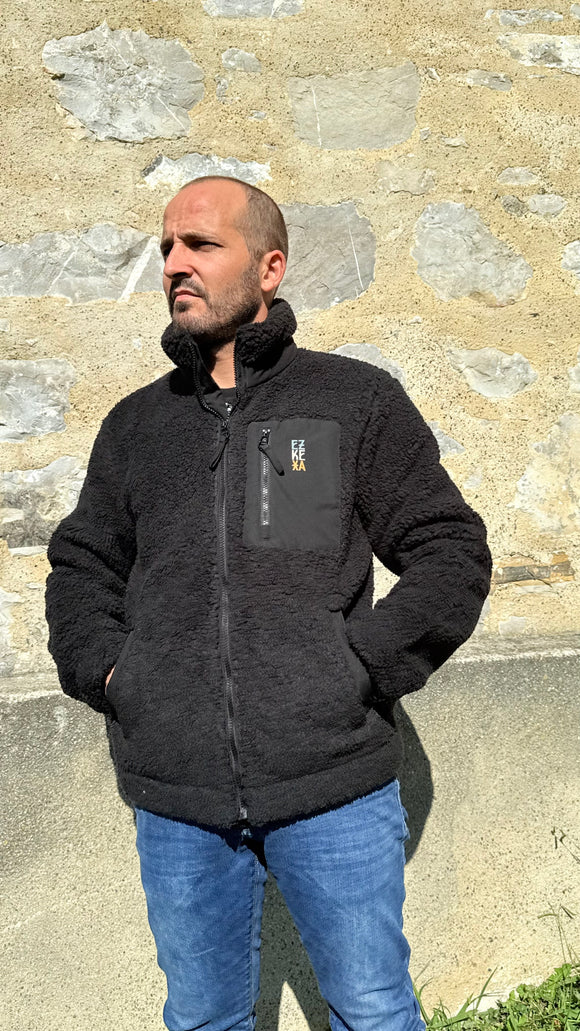 Veste sherpa EZ KEXA – Polaire noire – Ultra chaude & stylée