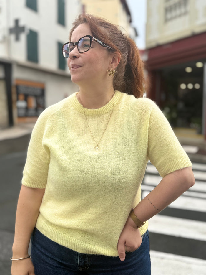 Pull manches courtes - Baby Alpaga - Jaune