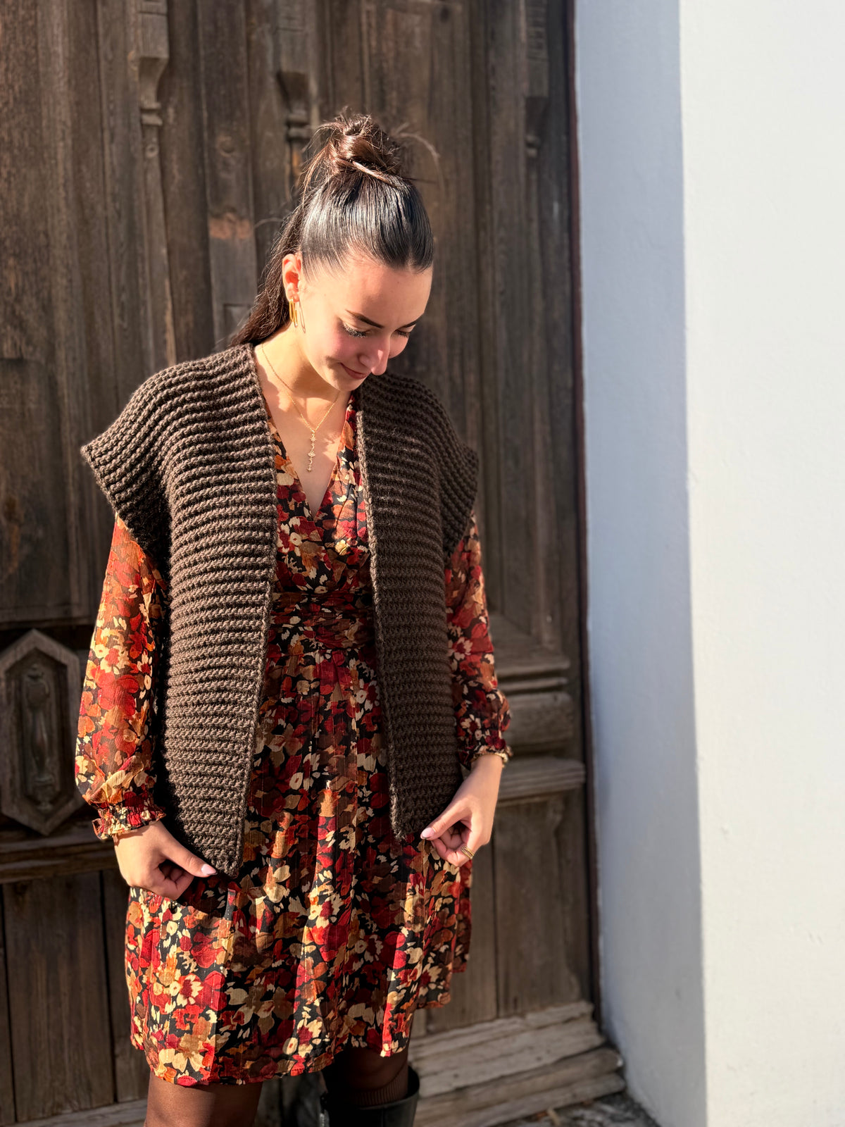 Gilet sans manches femme en grosse maille
