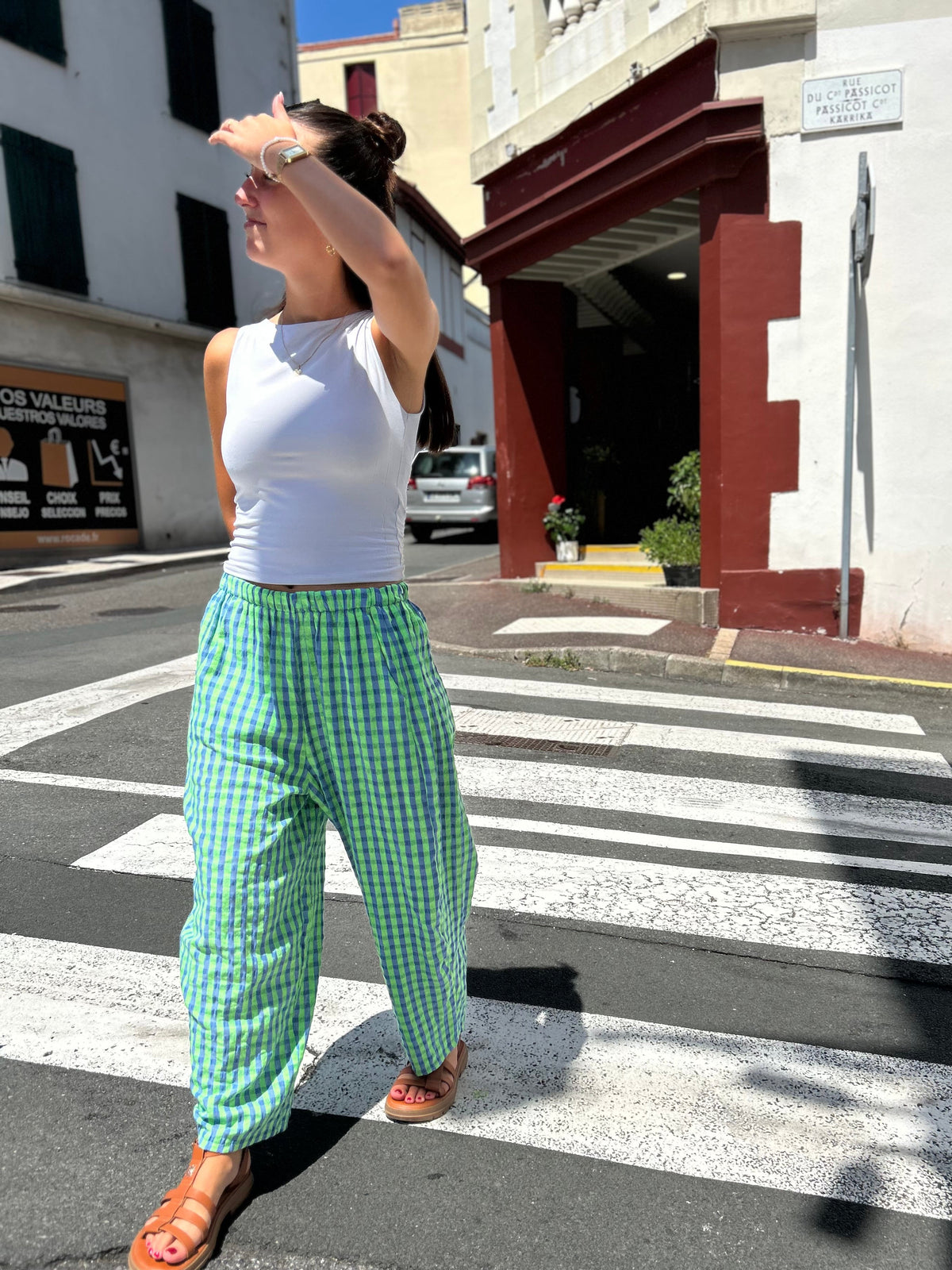 Pantalon Carreaux Taille Élastique – Taille Unique