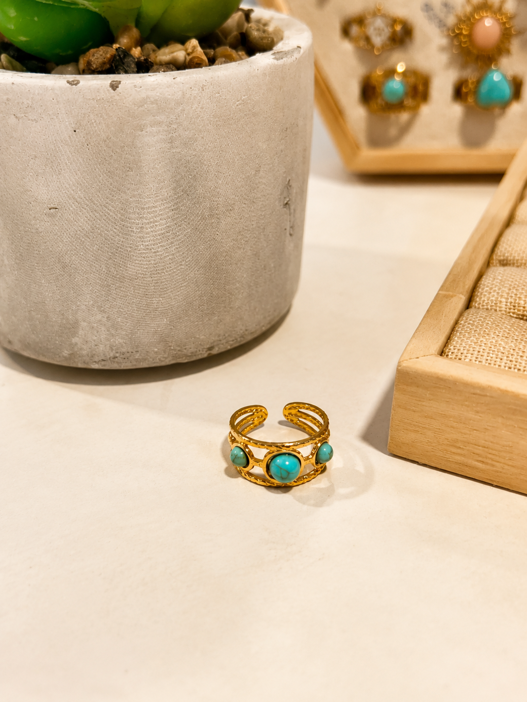 Bague Réglable Turquoise - Acier Inoxydable | 12 Modèles