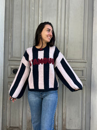 Pull L'Amour Rayé Marine et Écru – Femme
