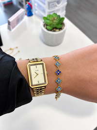 Bracelet doré femme en acier inoxydable – Trèfles colorés