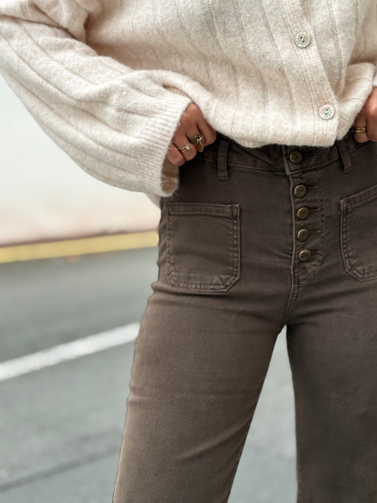 Jean chocolat-kaki femme | XS au XL – Modadom