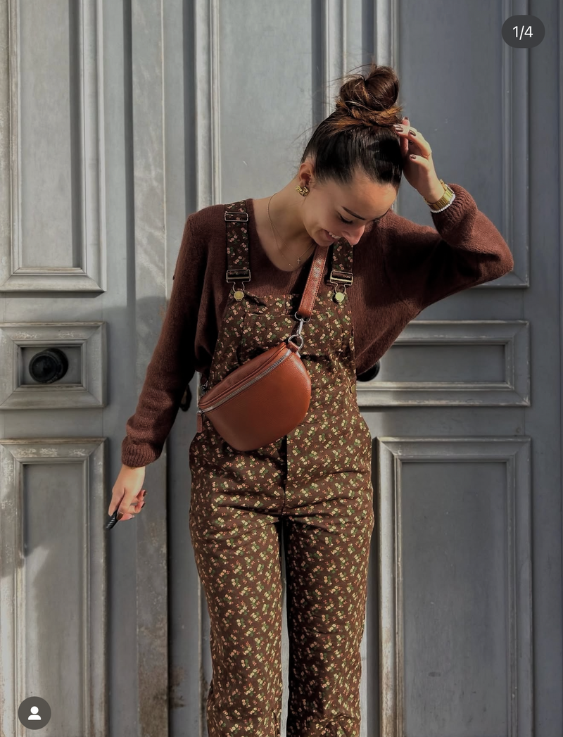 Salopette-fleur-Marron