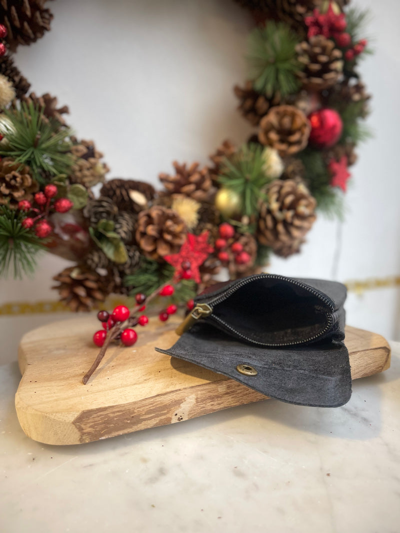 Porte monnaie Cuir véritable-noir