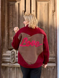 🧥 Veste LOVE Bordeaux & Cœur Chocolat – Douceur & Style pour Ton Hiver !