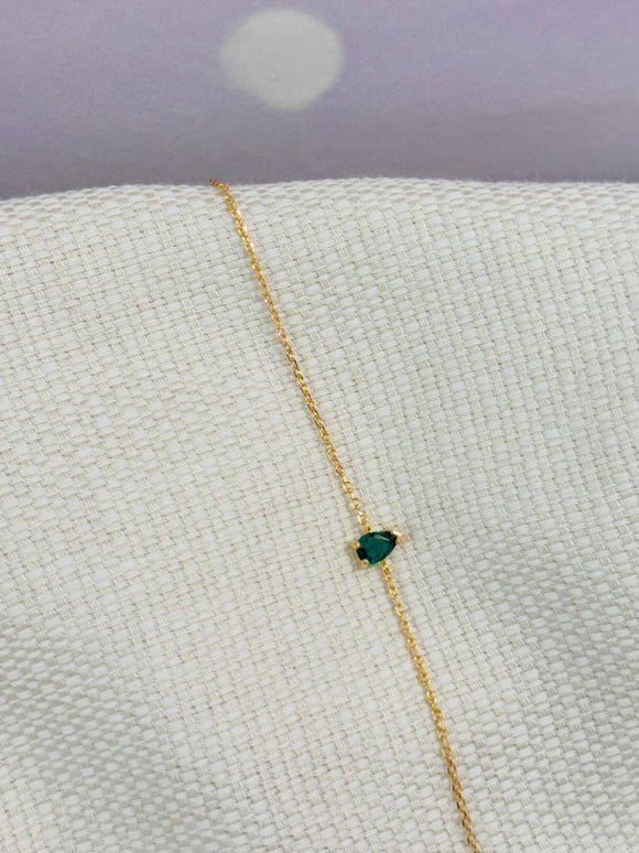 Bracelet plaqué or - Pierre verte