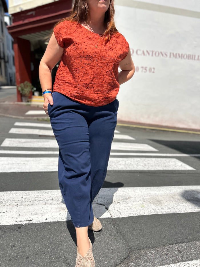 Pantalon Barrel Bleu Marine – Taille Unique