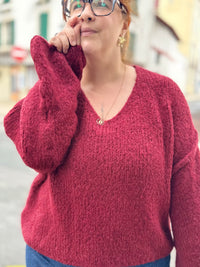 Gros pull en maille - Bordeaux
