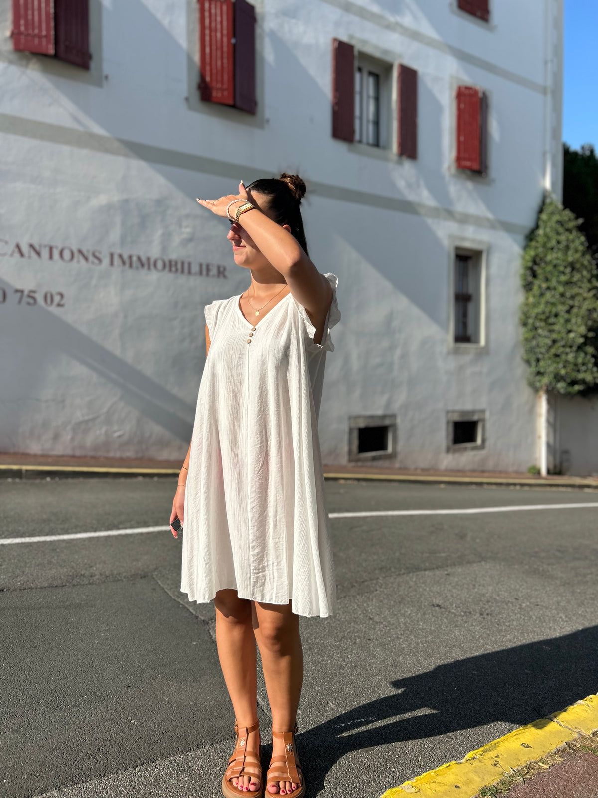 Robe Fluide Sans Manches | Ultra Légère | Blanc & Marine