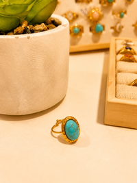 Bague Réglable Turquoise - Acier Inoxydable | 12 Modèles